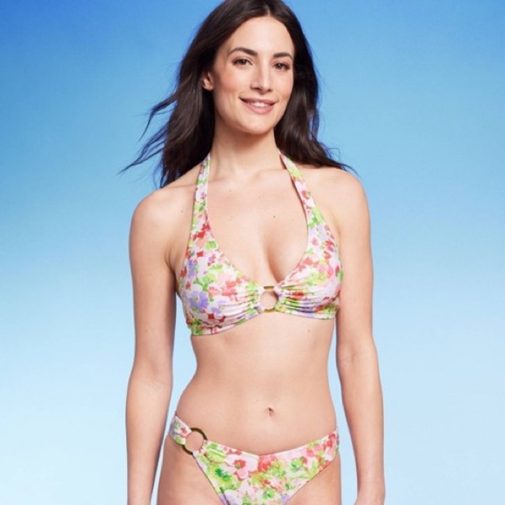 Shade & shore floral halter bikini top